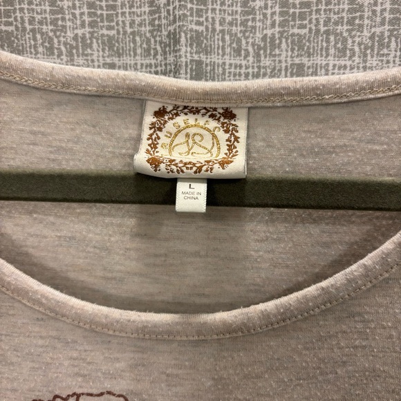 Women’s Grey & Floral Cold Shoulder Top Size L / Large - Picture 3 of 6